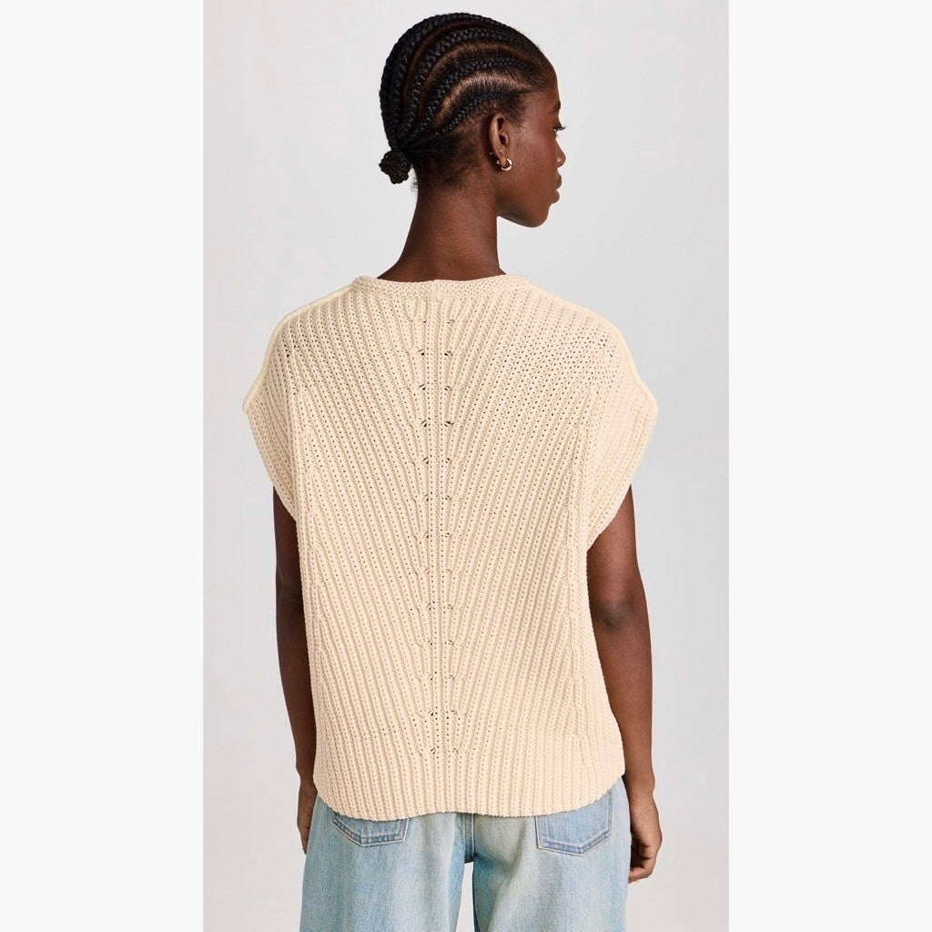 RAG & BONE Shane Sweater Vest Ivory Light Dove Sleeveless Cream Knit Small