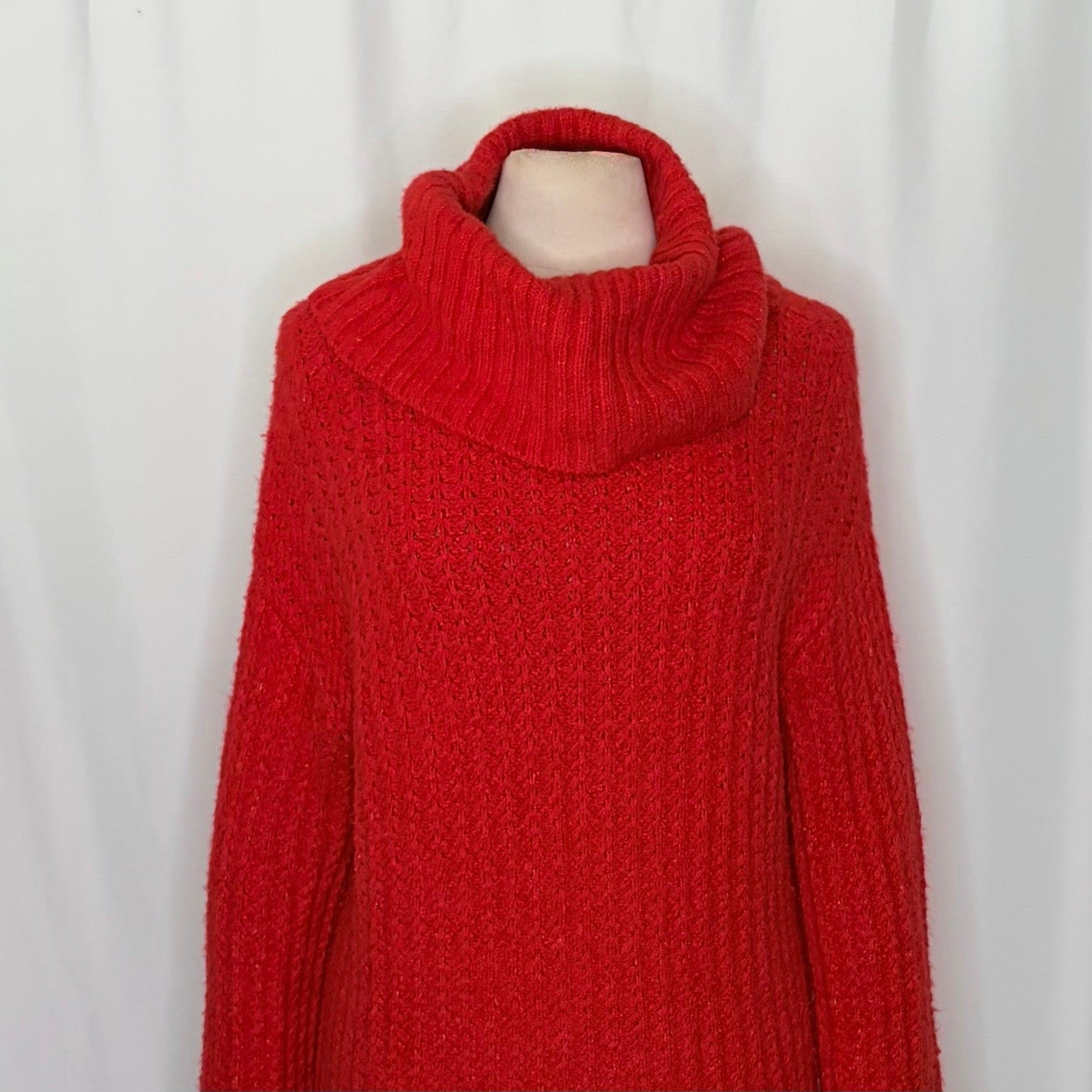 Anthropologie MAEVE Cowl Neck Pullover Sweater Knit Solid Red Turtleneck Small