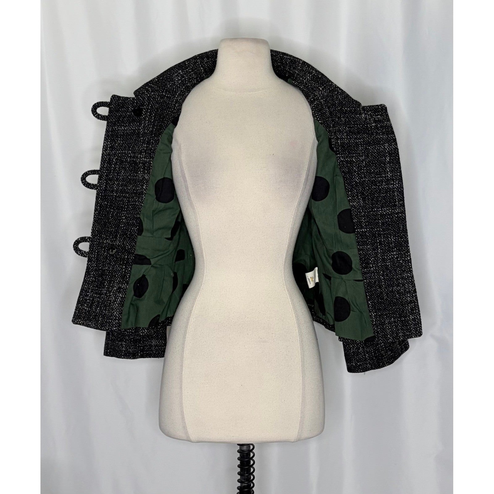 Anthropologie TAIKONHU Teed Peplum Cropped Jacket Coat Wool Blend Size 2