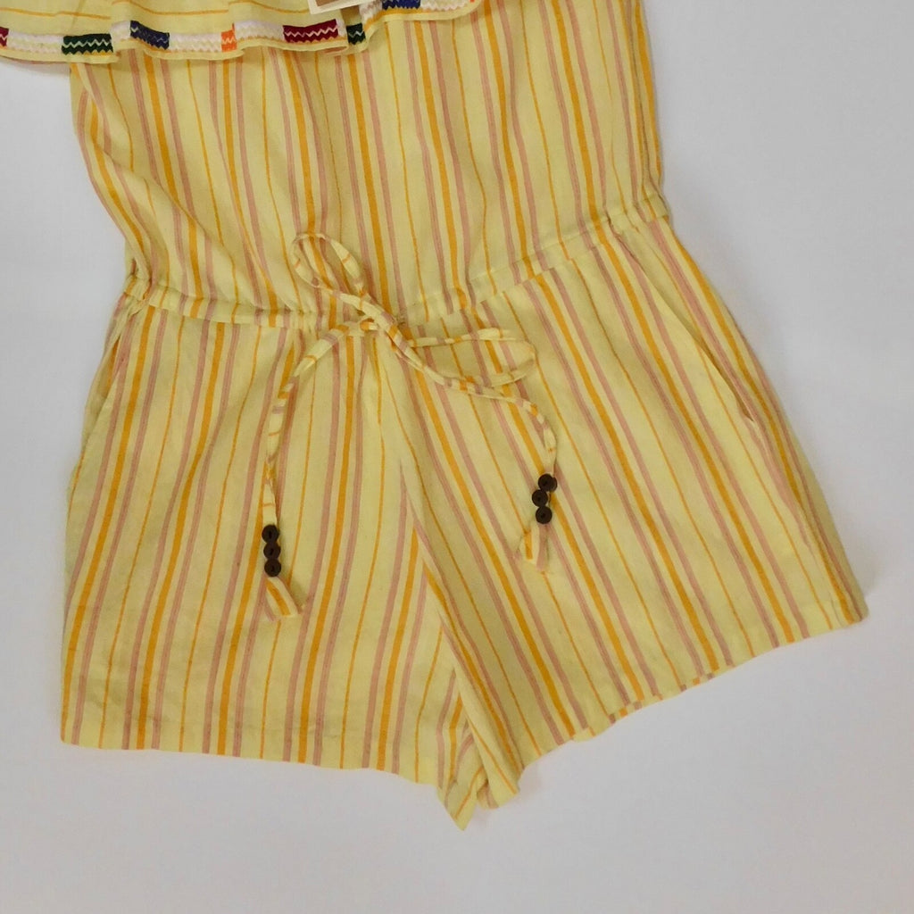 NWT!! KOPAL Rinku Romper Embroidered Ruffle Off Shoulder Vacation Boho Small