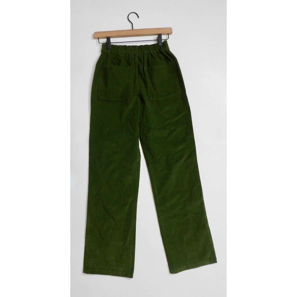 NWT!! WEWOREWHAT Elastic Back Corduroy Pants Basil Green Preppy Academia X-Small