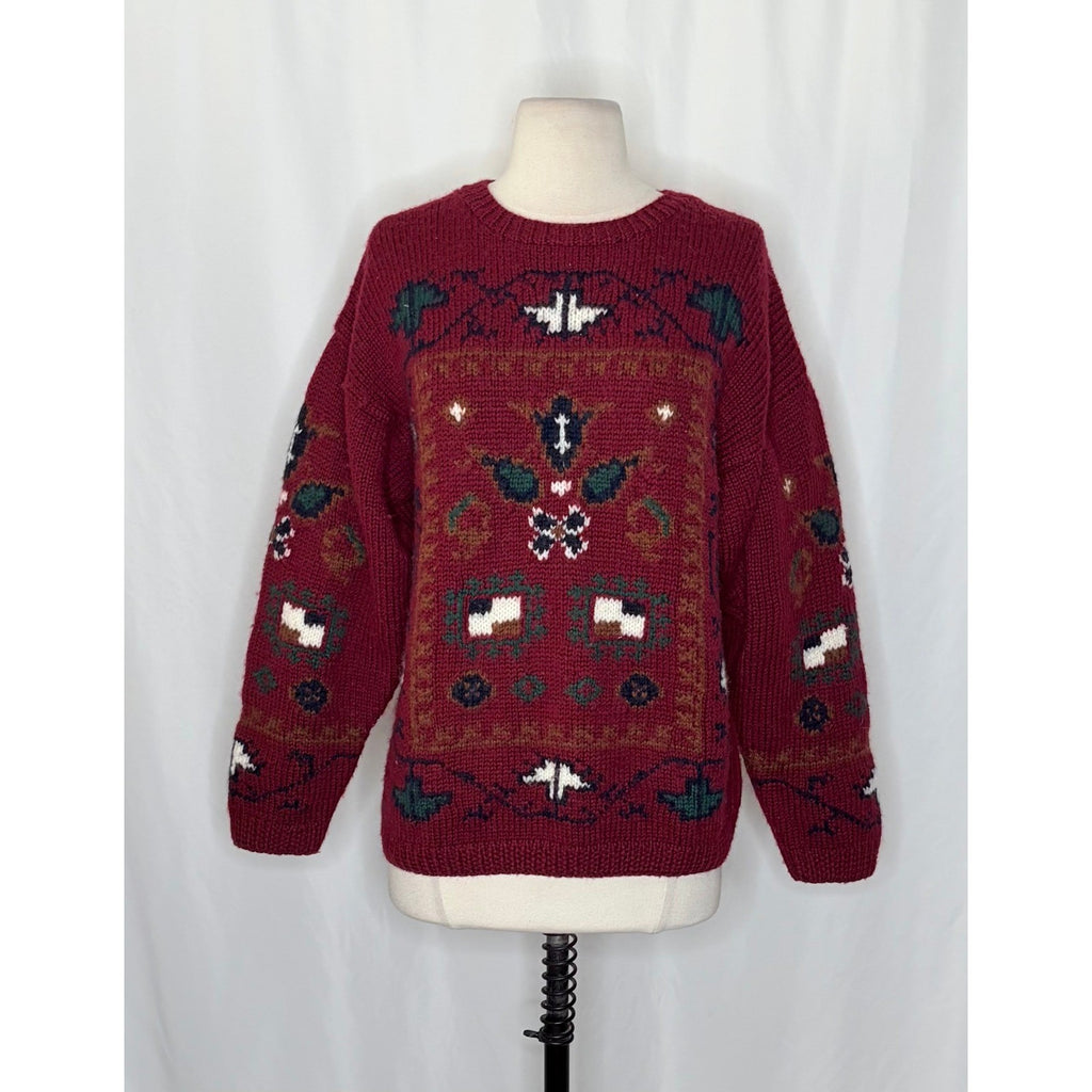 Vintage Studio MICHELLE STUART Wool Blend Geometric Sweater Hand Knit Small