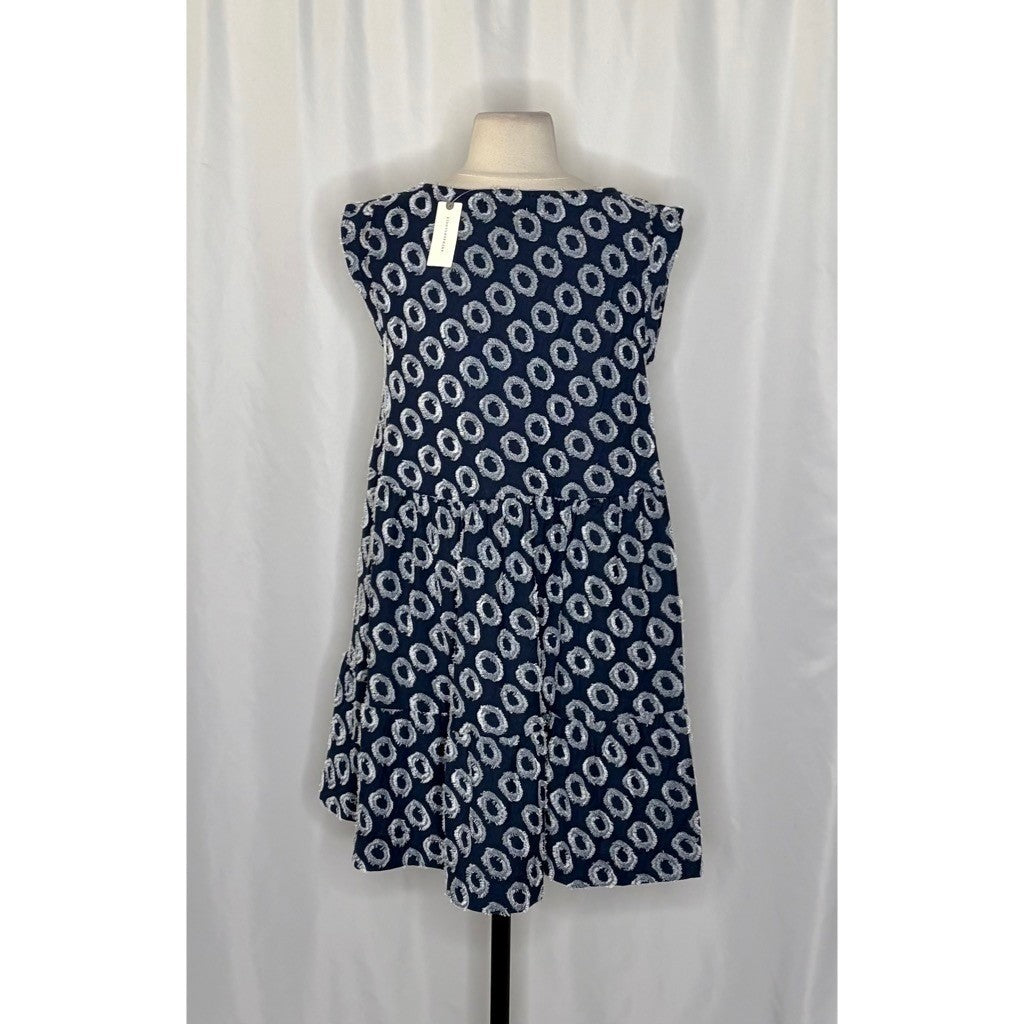 NWT!! Anthropologie MAEVE Lisanne Textured Tunic Tiered Dress Blue White X-Small