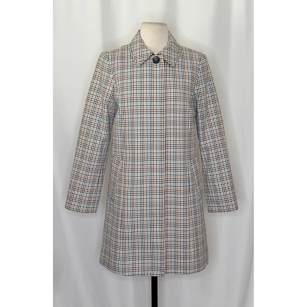 NWT!! TALBOTS Checkered Mac Plaid Coat Jacket Checked Preppy Classic Size 2