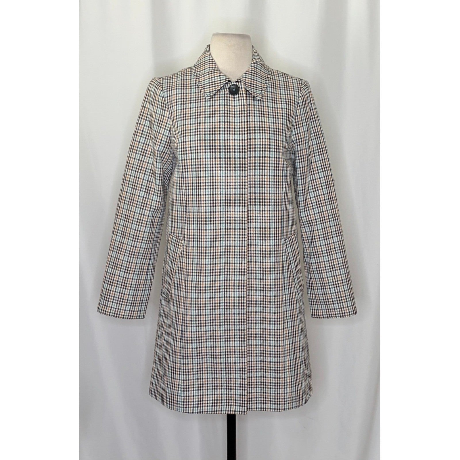 NWT!! TALBOTS Checkered Mac Plaid Coat Jacket Checked Preppy Classic Size 2