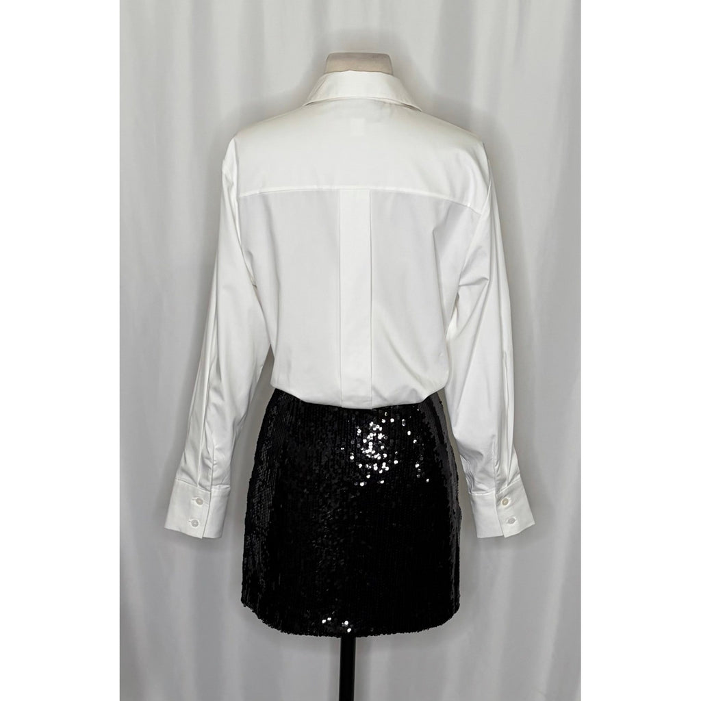 Anthropologie MARE MARE Buttondown Sequin Twofer Dress Black White X-Small