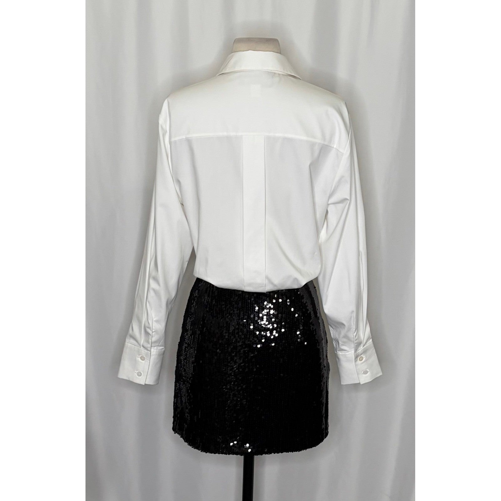 Anthropologie MARE MARE Buttondown Sequin Twofer Dress Black White X-Small