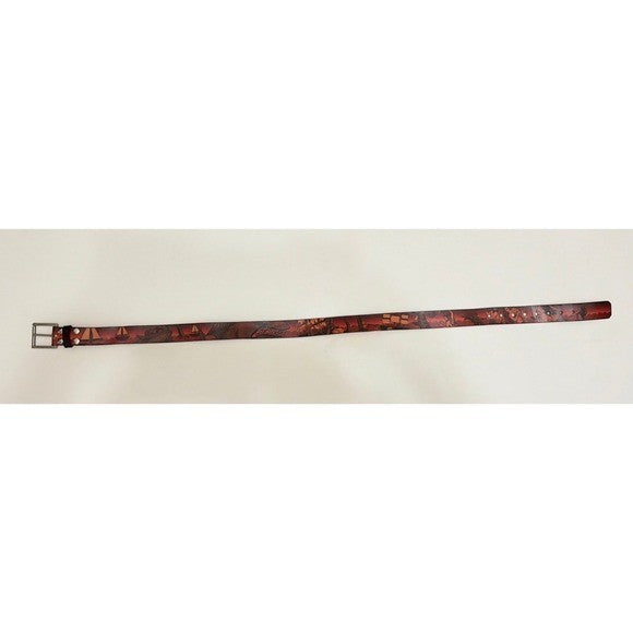 Unisex JON WYE Leather Paisley Belt Western Retro Made in USA Men Women 46.5"