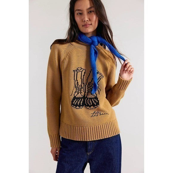 NWT!! FREE PEOPLE x L.L. BEAN Cotton Rollneck Sweater Hiking Boots Large