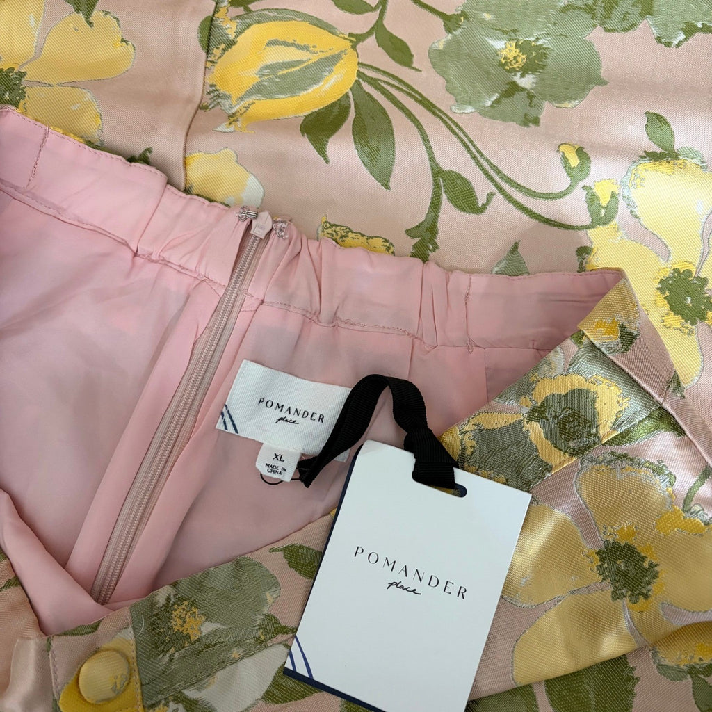 NWT! Tuckernuck POMANDER PLACE Floral Lotus Jacquard Adalyn Midi Skirt X-Large