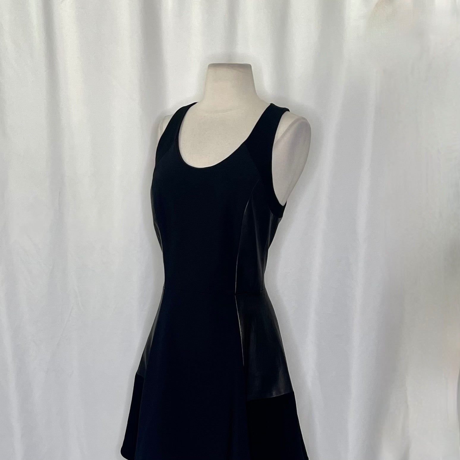 RAG & BONE Leather Montrose Fit N' Flare Little Black Dress Panel Mini Size 6