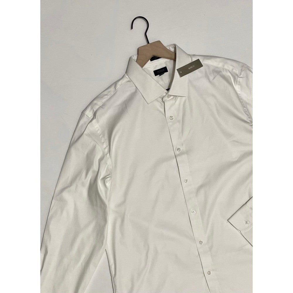 NWT!! J. CREW Slim Bowery Performance Stretch Dress Shirt Solid White X-Large