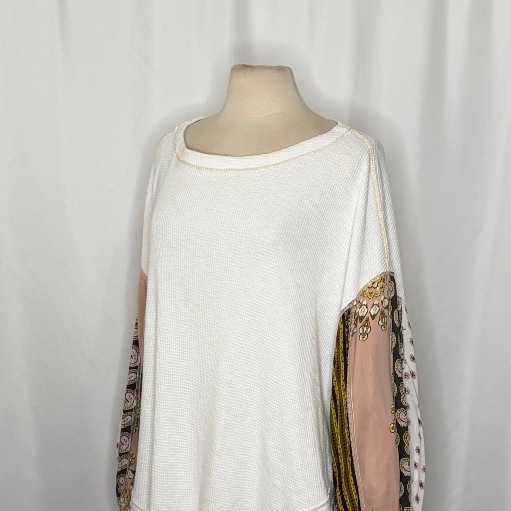 Free People WE THE FREE Blossom Thermal Top Shirt Bohemian Oversized Large
