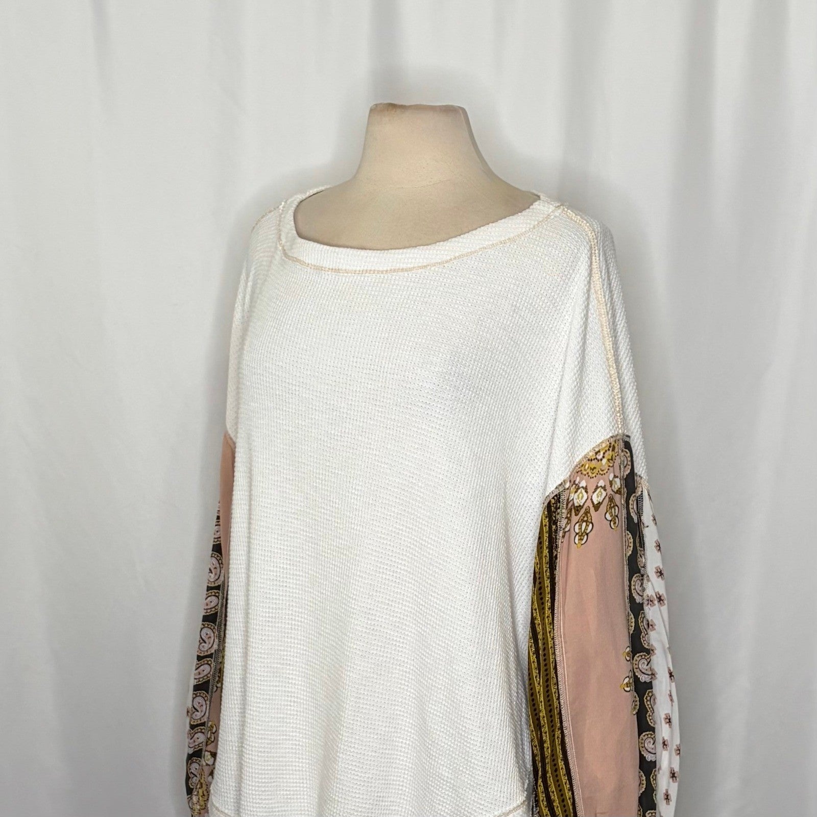 Free People WE THE FREE Blossom Thermal Top Shirt Bohemian Oversized Large
