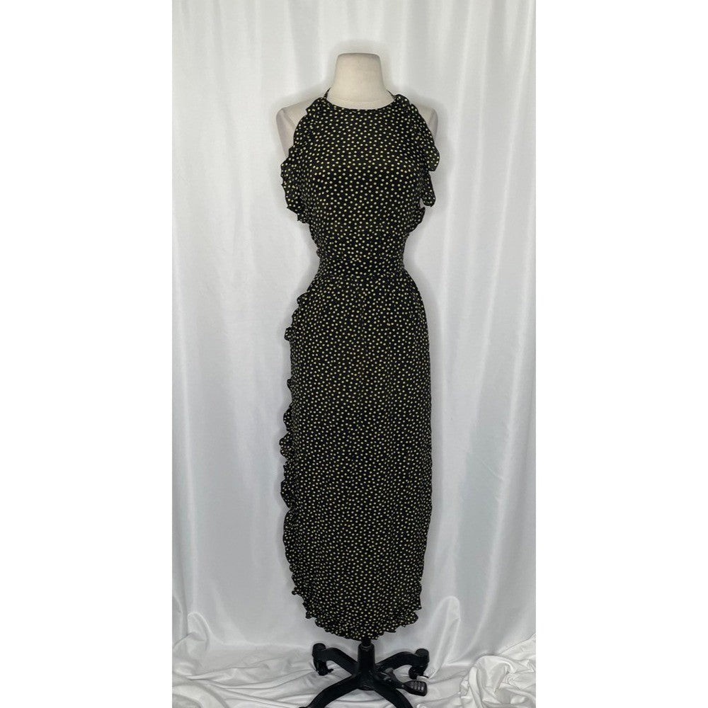 SEE BY CHLOÉ Georgette Silk Halter Neck Ruffled Dress Midi Size 40 / US Size 8