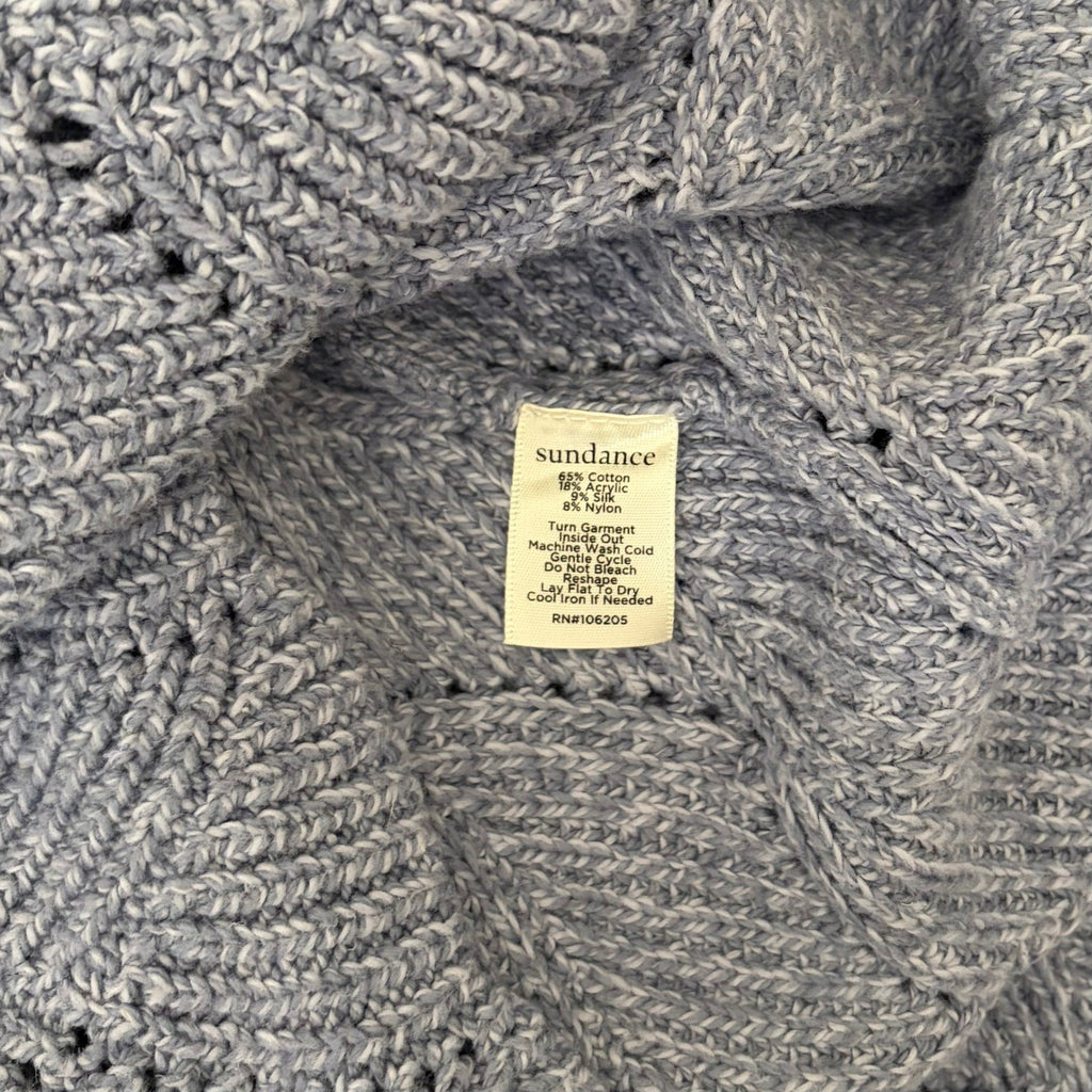 SUNDANCE Champlain Silk Turtleneck Sweater Pointelle Flame Stitch Pullover Small