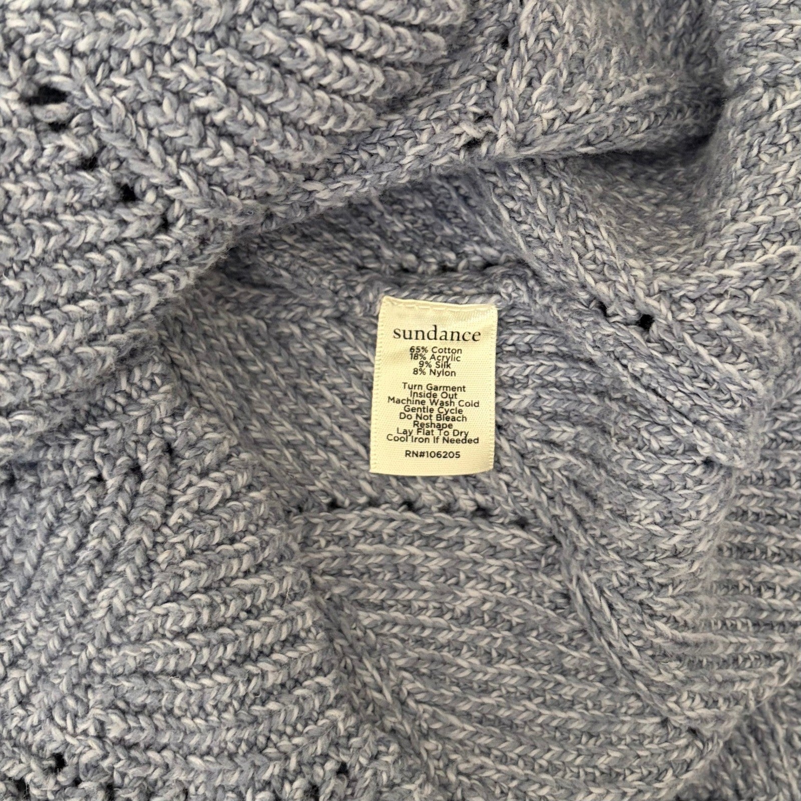 SUNDANCE Champlain Silk Turtleneck Sweater Pointelle Flame Stitch Pullover Small