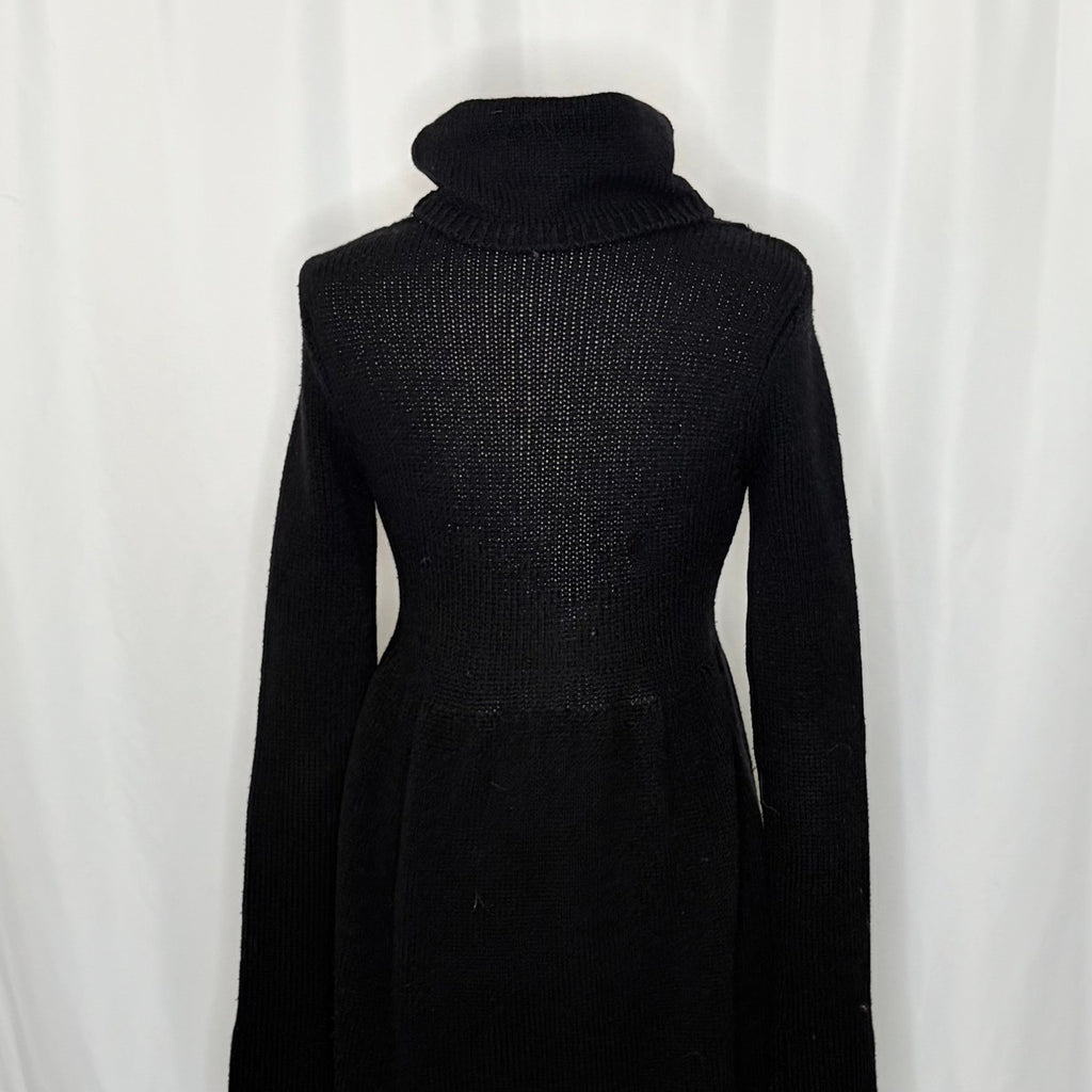 VINCE Solid Black Wool Knit Sweater Dress Turtleneck Pullover Minimalist Large