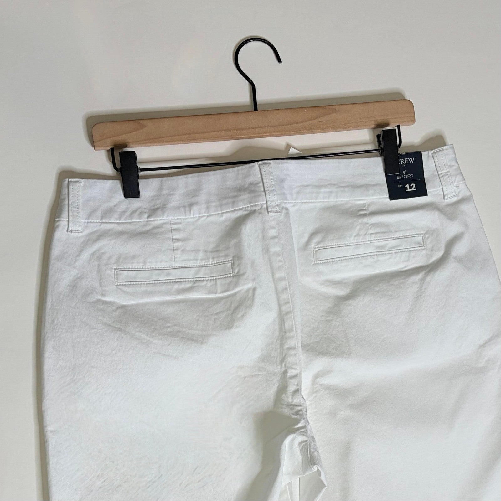 NWT!! J. CREW Factory 9" Frankie Bermuda Chino Shorts Solid White Preppy Size 12