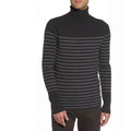 Men's VINCE Cashmere Striped Turtleneck Sweater Gray Ribbed Knitwear X-Large