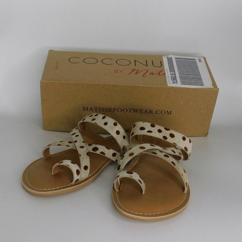 NEW!! Anthropologie COCONUTS by Matisse Dotted Strappy Sandals Calf Hair Flats 7
