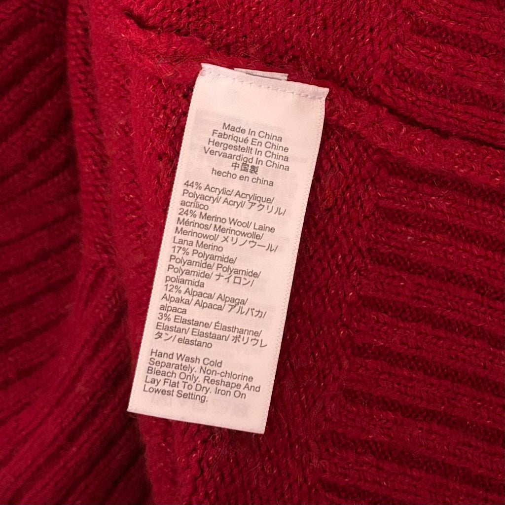 J. CREW Relaxed V Neck Pullover Sweater Solid Red Merino Wool Alpaca Medium