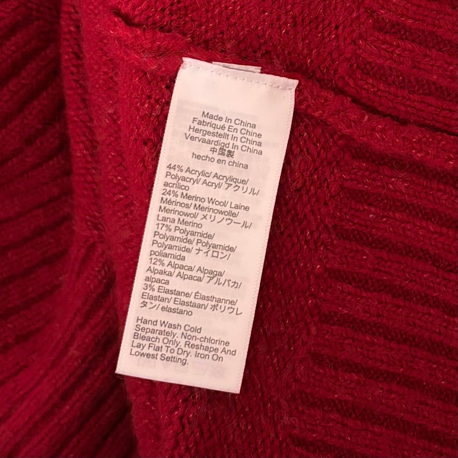 J. CREW Relaxed V Neck Pullover Sweater Solid Red Merino Wool Alpaca Medium