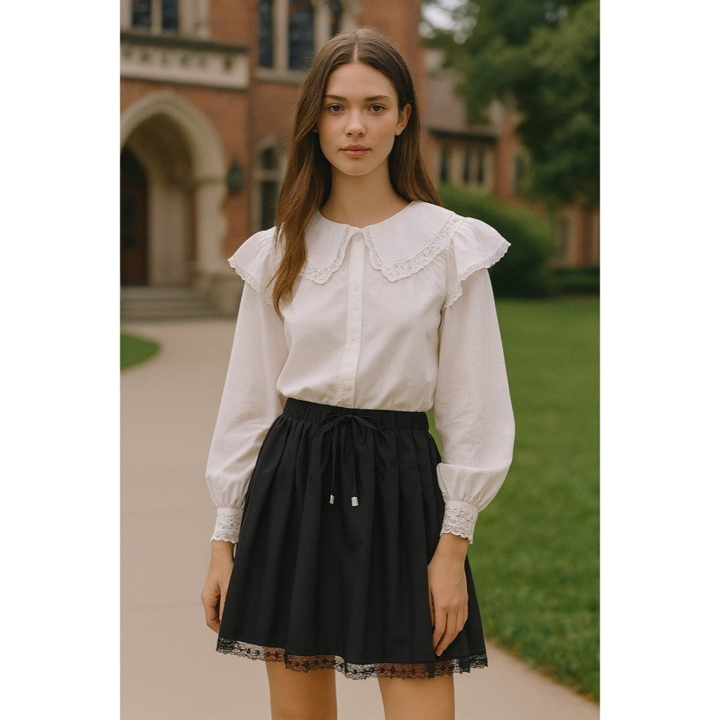 NWT!! J. CREW Pleated Tie Waist Mini Skirt Solid Black Poplin Pleated XL Tall