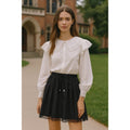 NWT!! J. CREW Pleated Tie Waist Mini Skirt Solid Black Poplin Pleated XL Tall