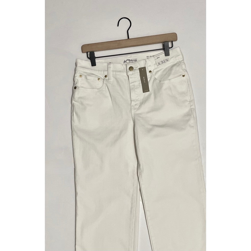 NWT!! J. CREW Lower Rise Full Length Slim Wide Jeans Solid White 27P 27 Petite