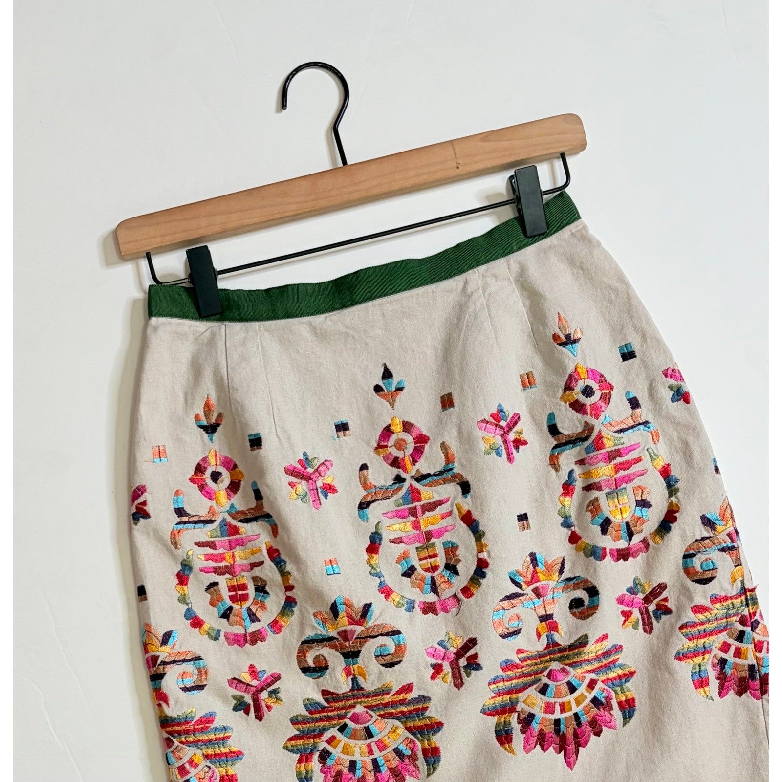 Anthropologie COREY LYNN CALTER Majestic Medallions Embroidered Skirt Linen 4