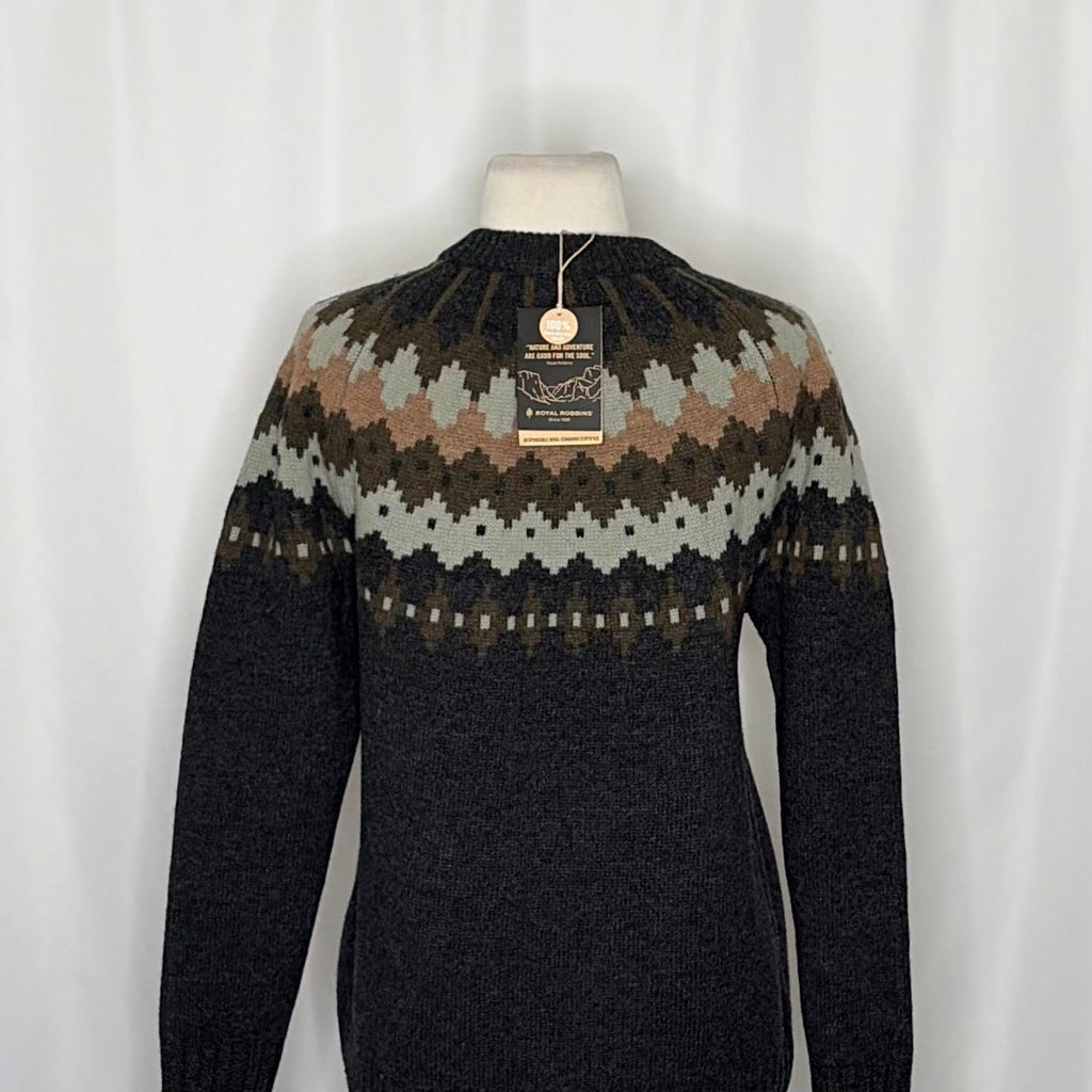 NWT!! ROYAL ROBBINS Rockcraft Merino Wool Fair Isle Crew Neck Sweater Small