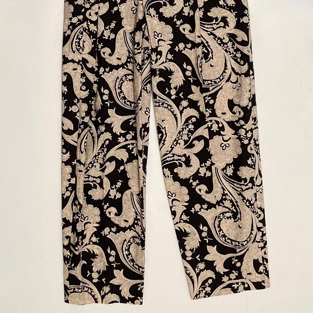 REBECCA TAYLOR Paisley Jumpsuit Scroll Paisley Espresso Belted Brown Medium