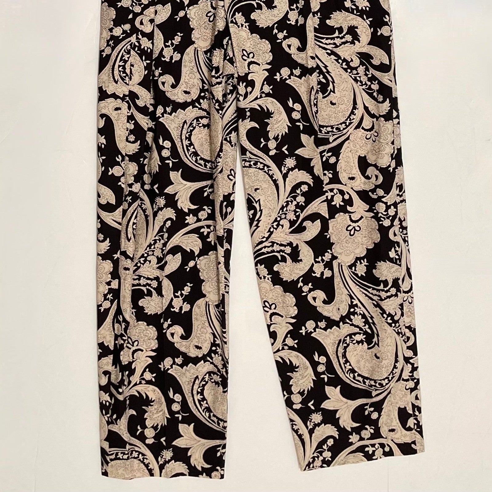 REBECCA TAYLOR Paisley Jumpsuit Scroll Paisley Espresso Belted Brown Medium