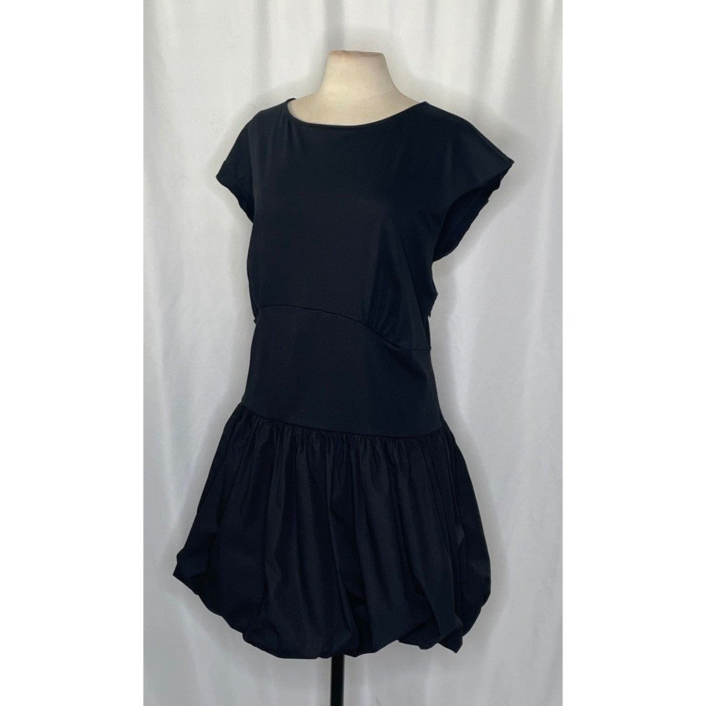 NWT!! J. CREW Bubble-Hem Mixy Dress Solid Black Mini Poplin Bubble Hem Preppy 3X