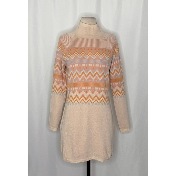 TITLE NINE Barra Tunic Sweater Fair Isle Elderflower Fairisle Mock Neck Medium