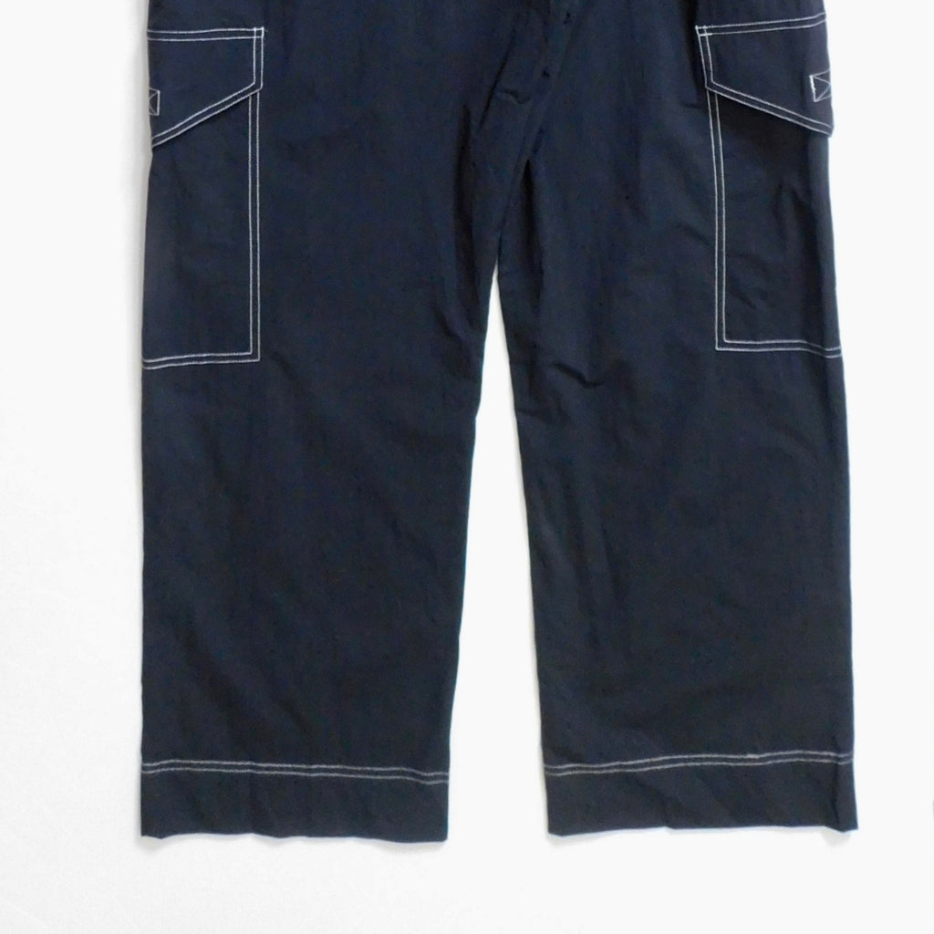 NWT!! GANNI Belted Contrast-Stitch Jumpsuit Black Cargo Pockets Organic Cotton 8