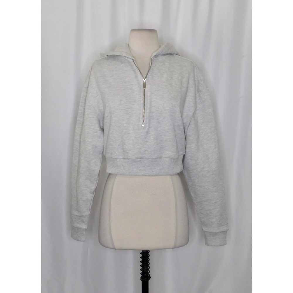 NWT!! WEWOREWHAT Half Zip Hoodie Heathered Gray Sweatshirt Hood Athleisure Small
