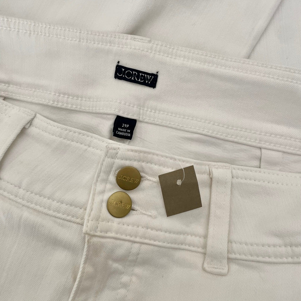 NWT!! J. CREW Slim Wide Jeans Stacked Buttons Solid White Size 29 Petite 29P