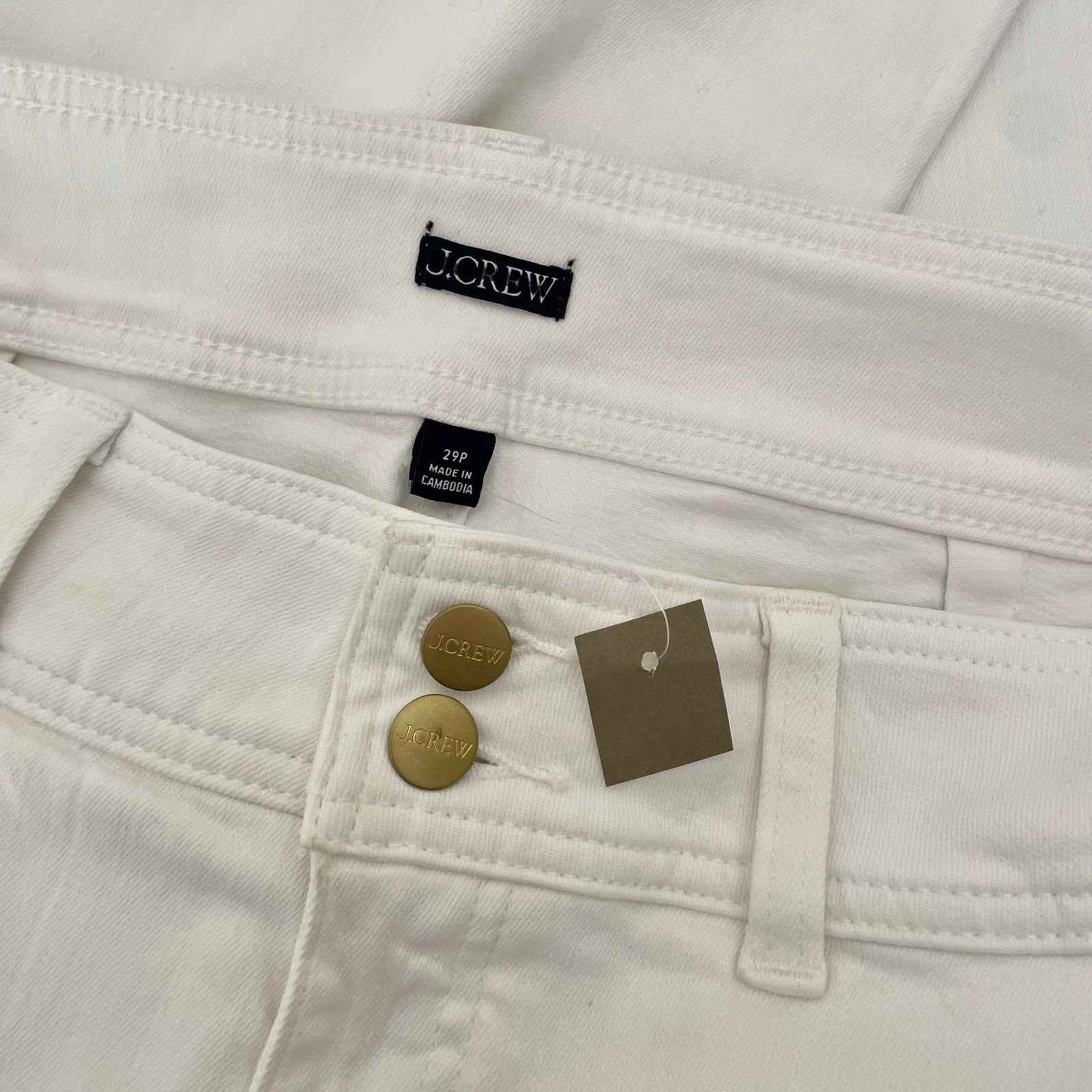 NWT!! J. CREW Slim Wide Jeans Stacked Buttons Solid White Size 29 Petite 29P