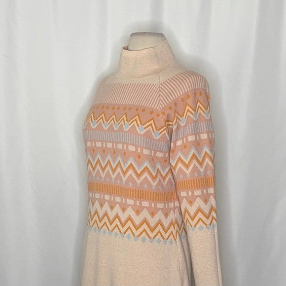 TITLE NINE Barra Tunic Sweater Fair Isle Elderflower Fairisle Mock Neck Medium