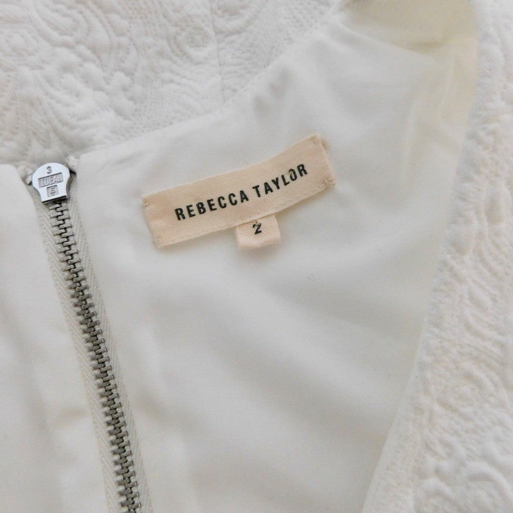 REBECCA TAYLOR Matelasse White Jacquard Lace Shift Dress Bridal Wedding Size 2