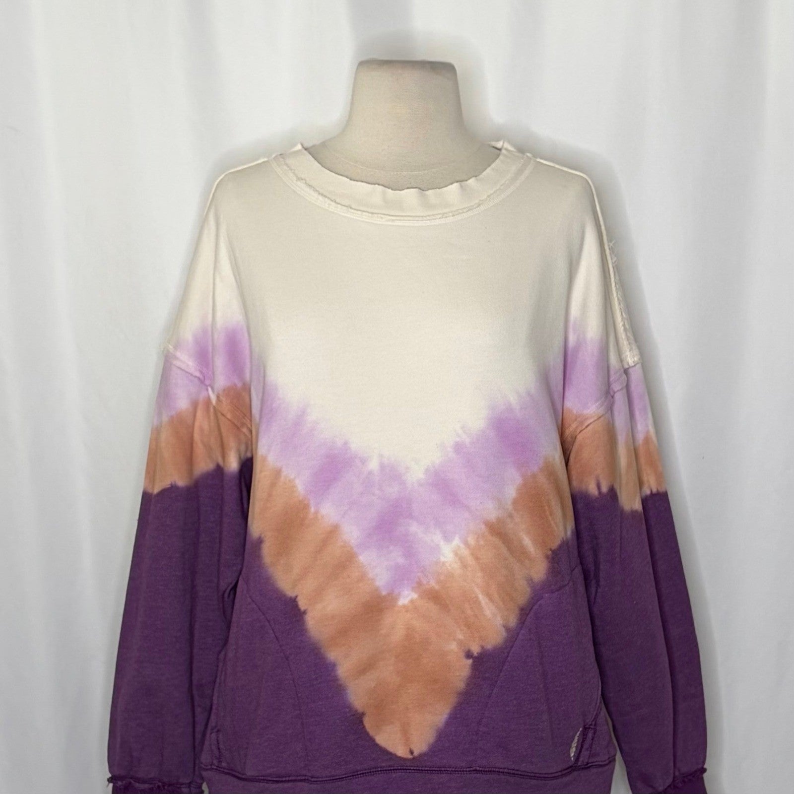 FP Movement FREE PEOPLE Ombre Metti Crew Sweatshirt Shirt Ombre Tie Dye Small