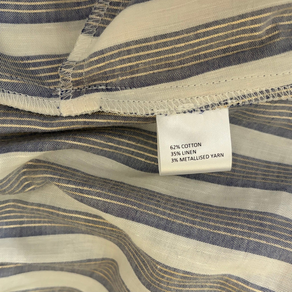 Anthropologie SEEN WORN KEPT Jenna Lurex Stripe Dress Blue White Midi Size 12