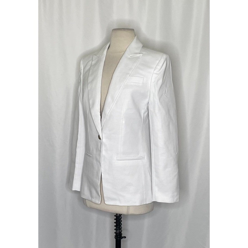 NWT!! J. CREW Alexandra Blazer Stretch Linen Blend Solid White Jacket Size 4