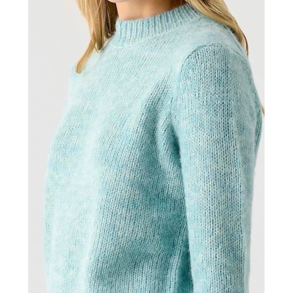 VINCE Italian Marled Alpaca Wool Knit Crew Neck Cozy Sweater Aqua Blue Small