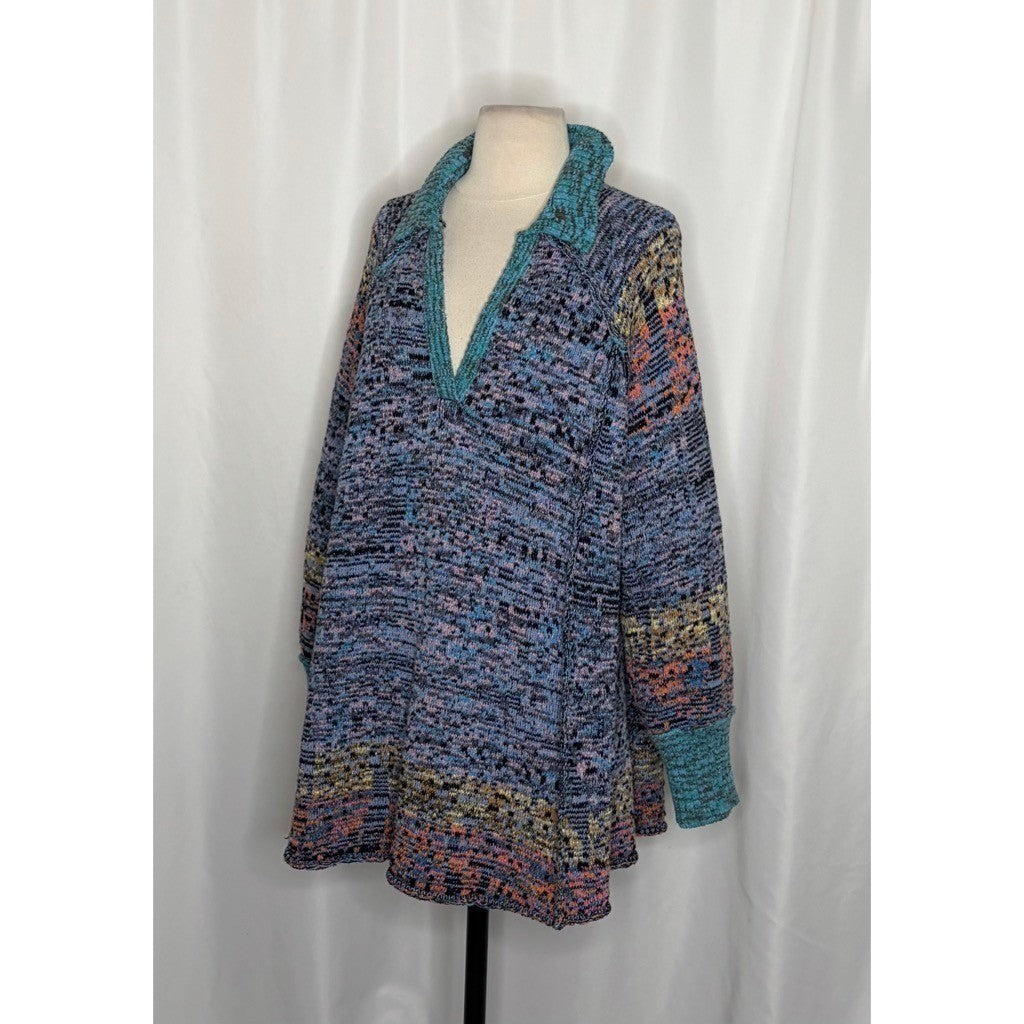 FREE PEOPLE Seasons Of Sun Mini Collared Pullover Knit Sweater Dress Small