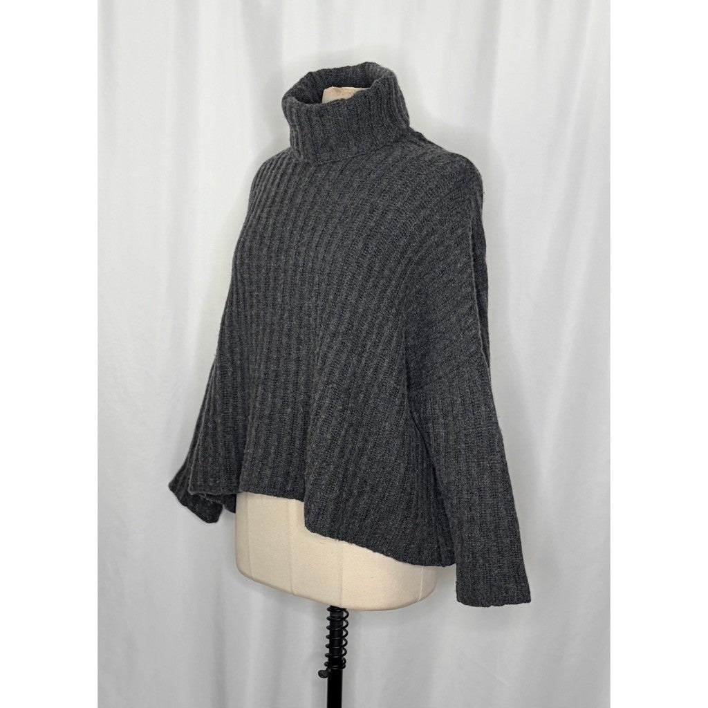 7115 BY SZEKI Dark Grey Turtleneck Sweater Merino Wool Boxy Oversized Small