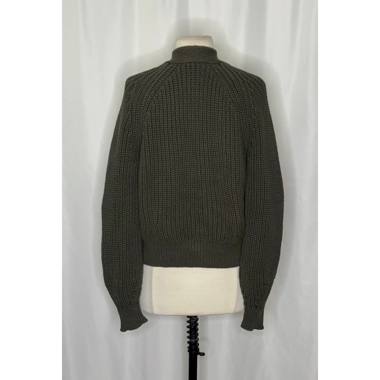 EVERLANE The Texture Cotton Cardigan Sweater Raglan Kambaba Green Knitwear Small