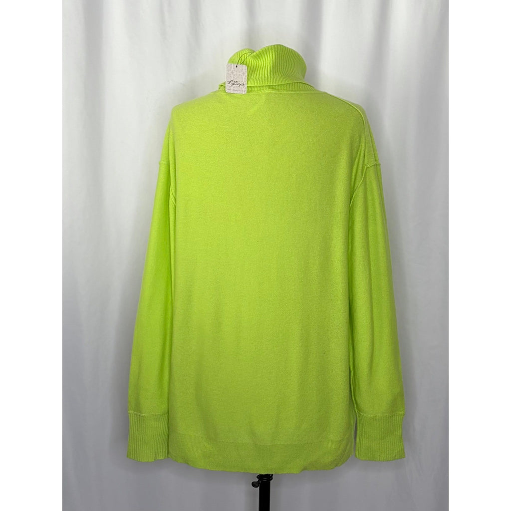 NWT!! FREE PEOPLE Treasure Turtleneck Cashmere Sweater Lime Punch Knit Large